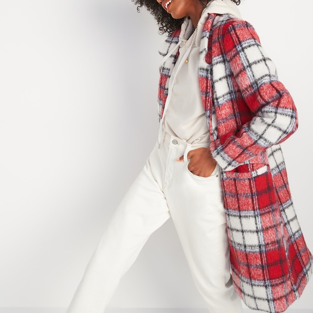 NWT Oversized Soft-brushed plaid overcoat
